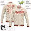 Custom Cream Cream-Red Bomber Full-Snap Varsity Letterman Jacket