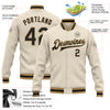 Custom Cream Black Old Gold Bomber Full-Snap Varsity Letterman Jacket