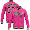 Custom Pink Green-Cream Bomber Full-Snap Varsity Letterman Jacket