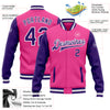 Custom Pink Purple-White Bomber Full-Snap Varsity Letterman Two Tone Jacket