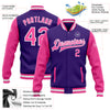 Custom Purple Pink-White Bomber Full-Snap Varsity Letterman Two Tone Jacket