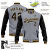 Custom Gray Black-Old Gold Bomber Full-Snap Varsity Letterman Two Tone Jacket