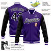 Custom Purple Black-Gold Bomber Full-Snap Varsity Letterman Two Tone Jacket