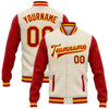 Custom Cream Red-Gold Bomber Full-Snap Varsity Letterman Two Tone Jacket