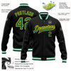 Custom Black Kelly Green-Yellow Bomber Full-Snap Varsity Letterman Jacket