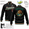 Custom Black Red-Kelly Green Mexico 3D Bomber Full-Snap Varsity Letterman Jacket