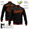 Custom Black Orange Bomber Full-Snap Varsity Letterman Jacket