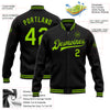 Custom Black Neon Green Bomber Full-Snap Varsity Letterman Jacket