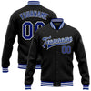 Custom Black Royal-White Bomber Full-Snap Varsity Letterman Jacket