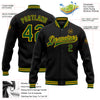 Custom Black Green-Gold Bomber Full-Snap Varsity Letterman Jacket