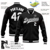 Custom Black White-Gray Bomber Full-Snap Varsity Letterman Jacket