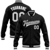 Custom Black White-Gray Bomber Full-Snap Varsity Letterman Jacket