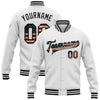 Custom White Vintage USA Flag-Black Bomber Full-Snap Varsity Letterman Jacket