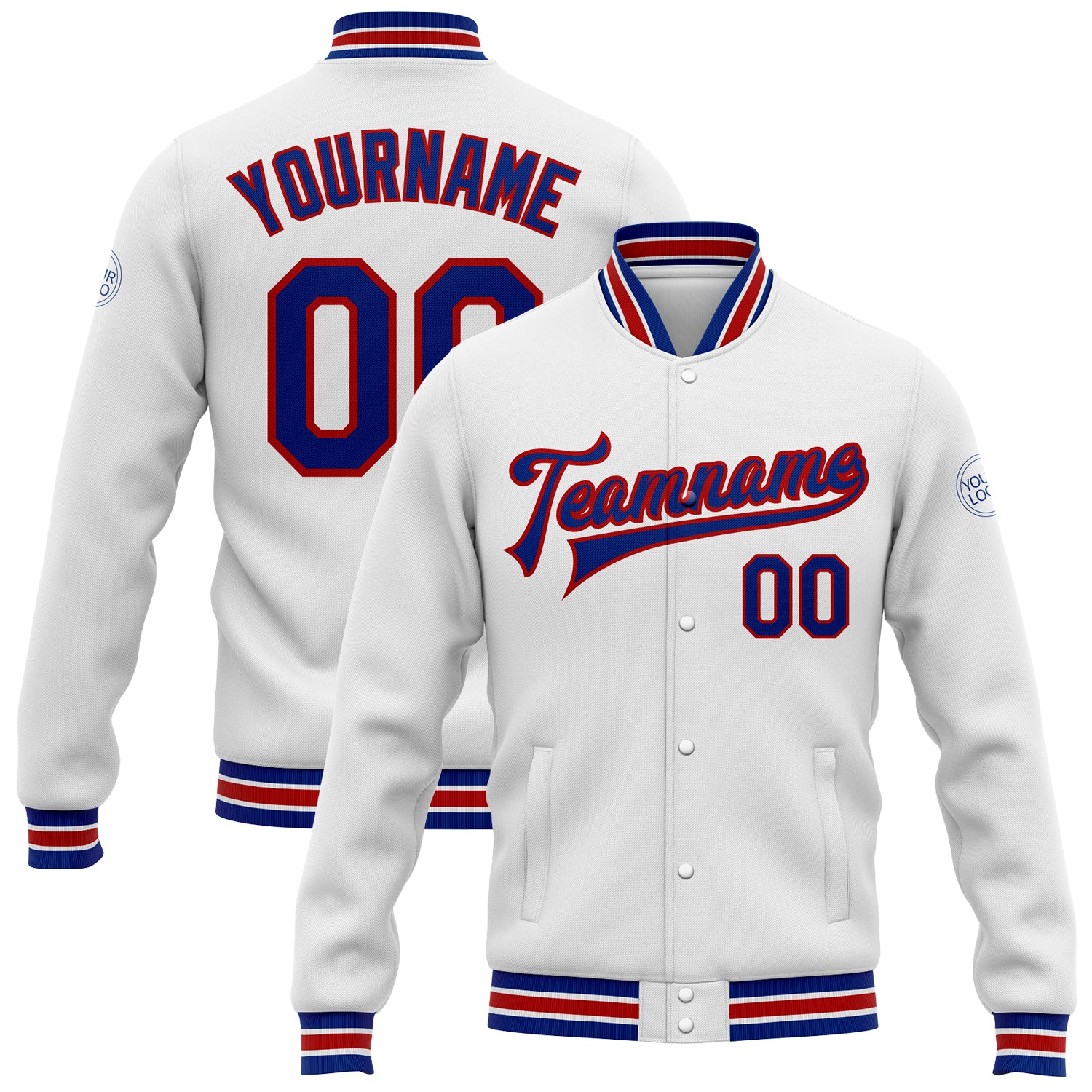 Full-Snap New York Mets Royal Blue and White Varsity Jacket