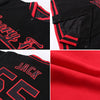 Custom Red Black Bomber Full-Snap Varsity Letterman Jacket