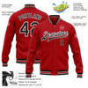 Custom Red Black-White Bomber Full-Snap Varsity Letterman Jacket