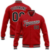 Custom Red Black-White Bomber Full-Snap Varsity Letterman Jacket