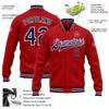 Custom Red Navy-White Bomber Full-Snap Varsity Letterman Jacket