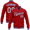 Custom Red White-Royal Bomber Full-Snap Varsity Letterman Jacket