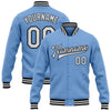 Custom Light Blue White-Black Bomber Full-Snap Varsity Letterman Jacket