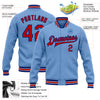 Custom Light Blue Red-Royal Bomber Full-Snap Varsity Letterman Jacket