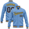 Custom Light Blue Royal-Yellow Bomber Full-Snap Varsity Letterman Jacket