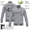 Custom Gray Black-White Bomber Full-Snap Varsity Letterman Jacket