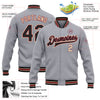 Custom Gray Black Crimson-City Cream Bomber Full-Snap Varsity Letterman Jacket