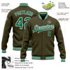 Custom Olive Kelly Green-White Bomber Full-Snap Varsity Letterman Salute To Service Jacket