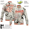 Custom Cream Red Heron And Flower 3D Pattern Design Bomber Full-Snap Varsity Letterman Jacket