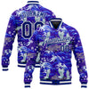 Custom Royal White Heron And Wave 3D Pattern Design Bomber Full-Snap Varsity Letterman Jacket