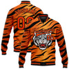 Custom Orange Black Tiger 3D Pattern Design Bomber Full-Snap Varsity Letterman Jacket