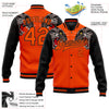 Custom Orange Black Leopard 3D Pattern Design Bomber Full-Snap Varsity Letterman Jacket