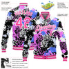 Custom Black Pink-White Leopard 3D Pattern Design Bomber Full-Snap Varsity Letterman Jacket