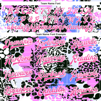 Custom Black Pink-White Leopard 3D Pattern Design Bomber Full-Snap Varsity Letterman Jacket