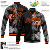 Custom Black Orange-Gray Flamingo And Tropical Hawaii Palm Plants 3D Bomber Full-Snap Varsity Letterman Jacket