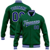 Custom Kelly Green Royal-White Bomber Full-Snap Varsity Letterman Jacket