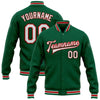 Custom Kelly Green White-Red Bomber Full-Snap Varsity Letterman Jacket