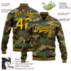 Custom Camo Gold-Black Bomber Full-Snap Varsity Letterman Salute To Service Jacket