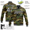 Custom Camo Gray-Black Bomber Full-Snap Varsity Letterman Salute To Service Jacket