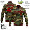 Custom Camo Red-Black Bomber Full-Snap Varsity Letterman Salute To Service Jacket