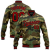 Custom Camo Red-Black Bomber Full-Snap Varsity Letterman Salute To Service Jacket