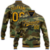 Custom Camo Gold-Navy Bomber Full-Snap Varsity Letterman Salute To Service Jacket