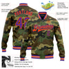 Custom Camo Purple-Orange Bomber Full-Snap Varsity Letterman Salute To Service Jacket