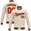 Custom Cream Orange-Black Bomber Full-Snap Varsity Letterman Jacket