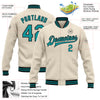 Custom Cream Teal-Black Bomber Full-Snap Varsity Letterman Jacket