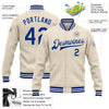 Custom Cream Royal-White Bomber Full-Snap Varsity Letterman Jacket