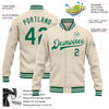 Custom Cream Kelly Green-White Bomber Full-Snap Varsity Letterman Jacket