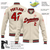 Custom Cream Red-Black Bomber Full-Snap Varsity Letterman Jacket