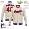 Custom Cream Red-Royal Bomber Full-Snap Varsity Letterman Jacket